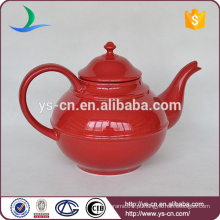 Simples estilo extra vermelho cerâmica chá pote para casa
